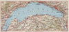 LAKE OF GENEVA. Lac Léman. Montreux Lausanne Vevy Nyon. Switzerland 1948 map