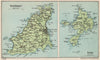 GUERNSEY & SARK. Vintage map plan. Channel Islands. St Peter Port 1950 old