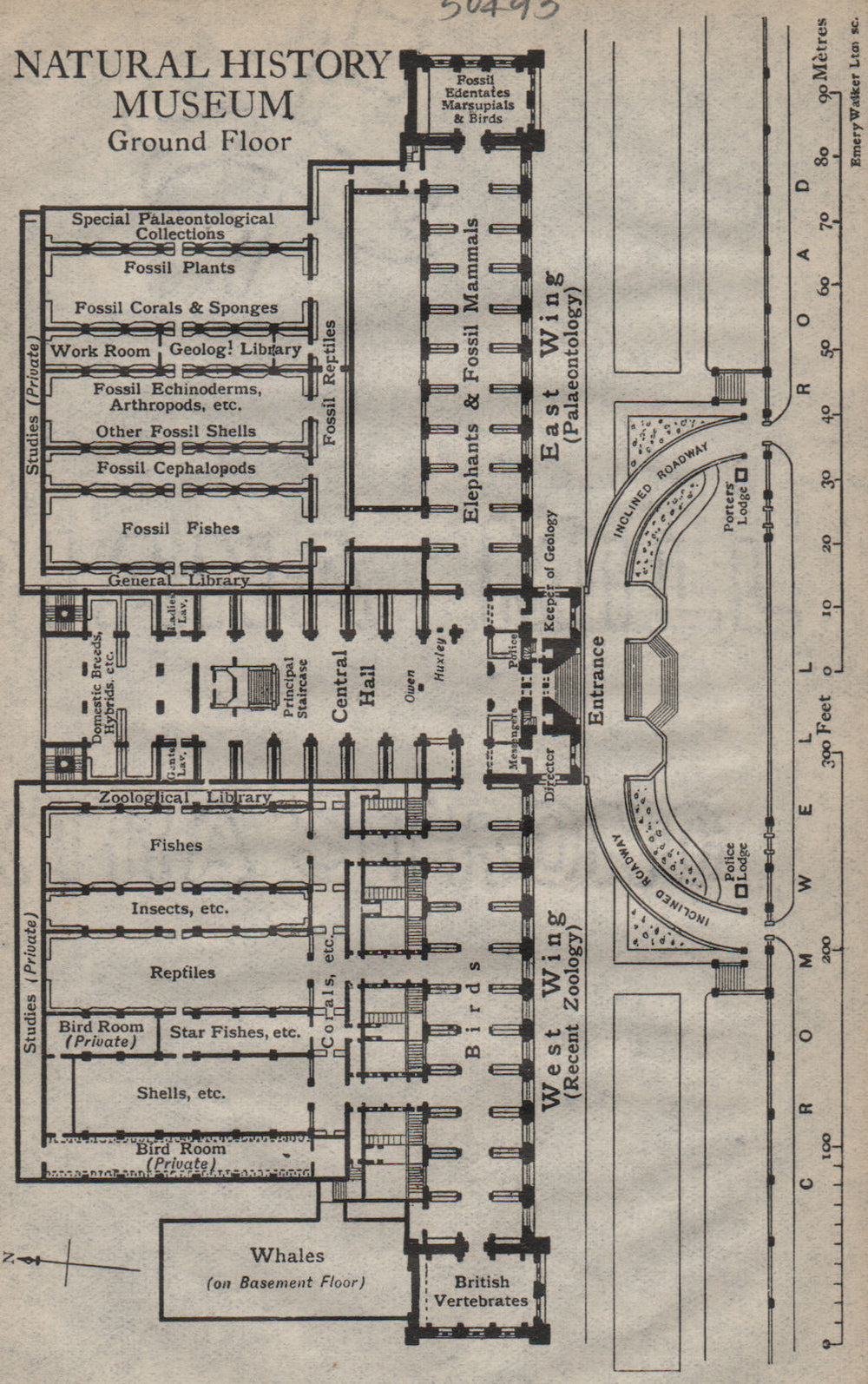 NATURAL HISTORY MUSEUM. Ground floor vintage plan. South Kensington 1919 map