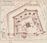 TOWER OF LONDON. Vintage map plan 1935 old vintage chart