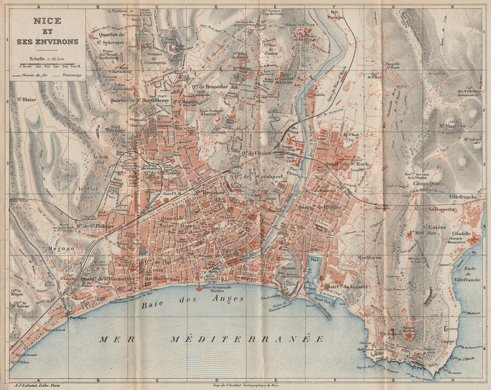 NICE & ENVIRONS. Cimiez. Jetée. Vintage town city plan. Alpes-Maritimes 1920 map