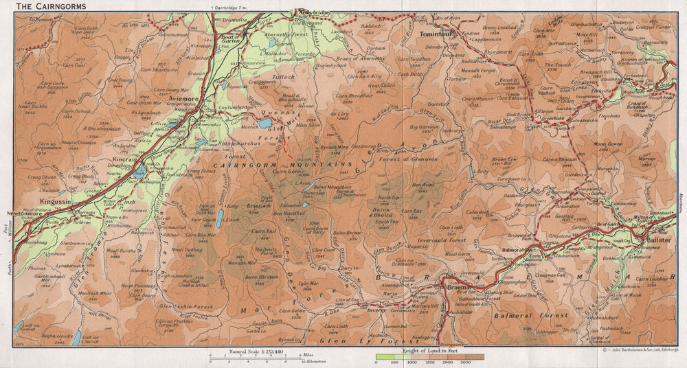 CAIRNGORMS. Vintage map plan. Aviemore Ballater Kingussie Braemar. Scotland 1967