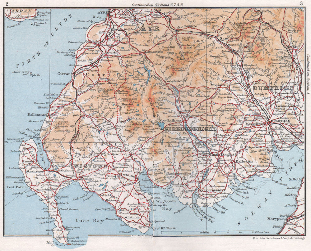 SW SCOTLAND.Dumfries & Galloway.Ayrshire.Wigtown Kirkcudbright.Scotland 1967 map