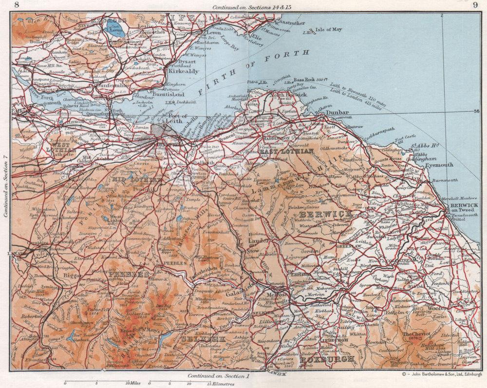 SCOTLAND SOUTH EAST. Firth of Forth Fife Lothian Borders Berwick 1967 old map