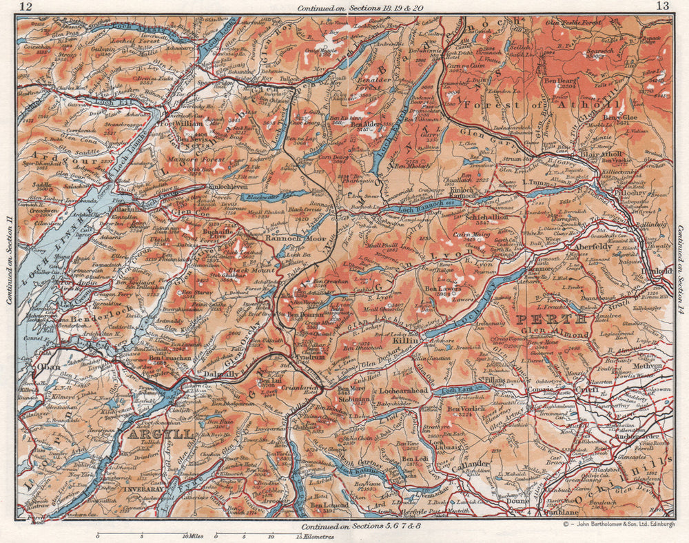 SCOTLAND. Argyll Perth Loch Linnhe. Vintage map plan 1967 old vintage