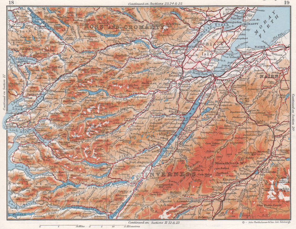 SCOTTISH HIGHLANDS.Ross & Cromarty Inverness-shire Moray Firth.Scotland 1967 map