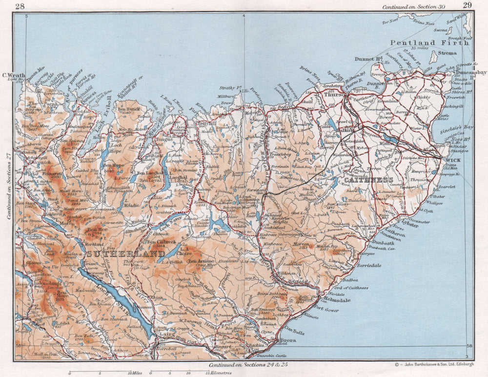 NW SCOTLAND. Sutherland & Caithness. Vintage map plan. Scotland 1967 old