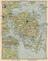 FUNEN. Odense Fredericia Kolding Vejle Svendborg. Denmark 1955 vintage map