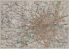 GREATER LONDON. Vintage map plan. Railways roads 1922 old antique chart