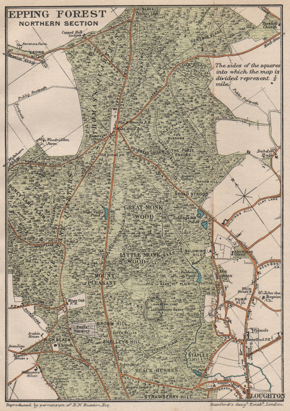 EPPING FOREST NORTH. Loughton Theydon Bois. Vintage map plan. Essex 1922