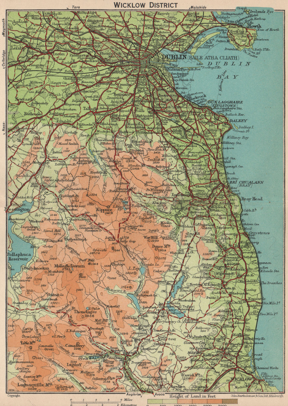 DUBLIN & WICKLOW MOUNTAINS. Vintage map plan. Ireland 1949 old vintage