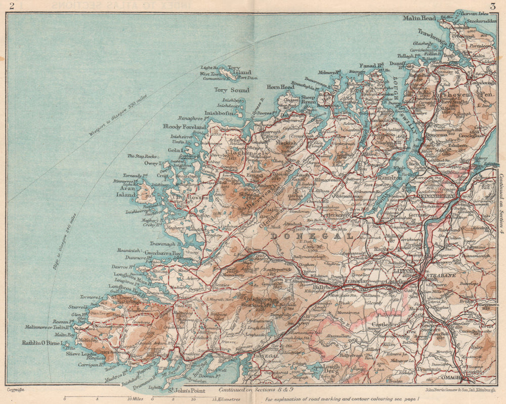 DONEGAL. Vintage county map plan. Ireland Ulster 1949 old vintage chart