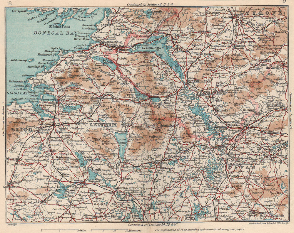 IRELAND. Leitrim Sligo Fermanagh Cavan. Vintage map plan. Ulster Connaught 1949