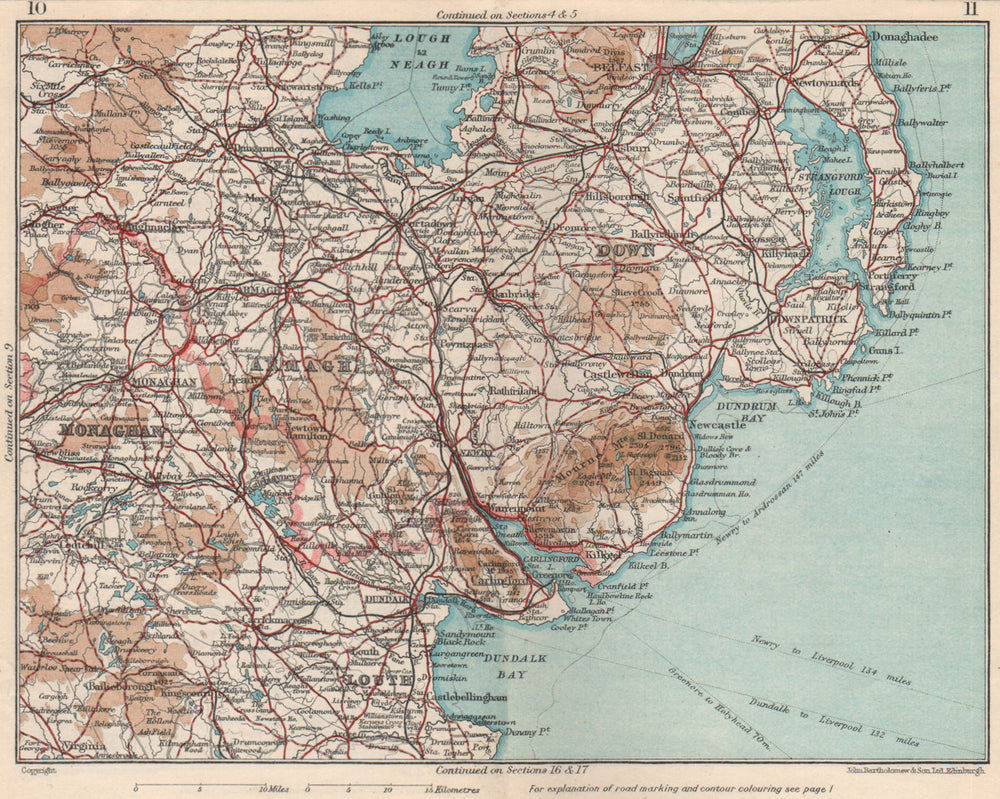 ULSTER. Down Armagh Monaghan. Louth. Belfast. Vintage map plan. Ireland 1949