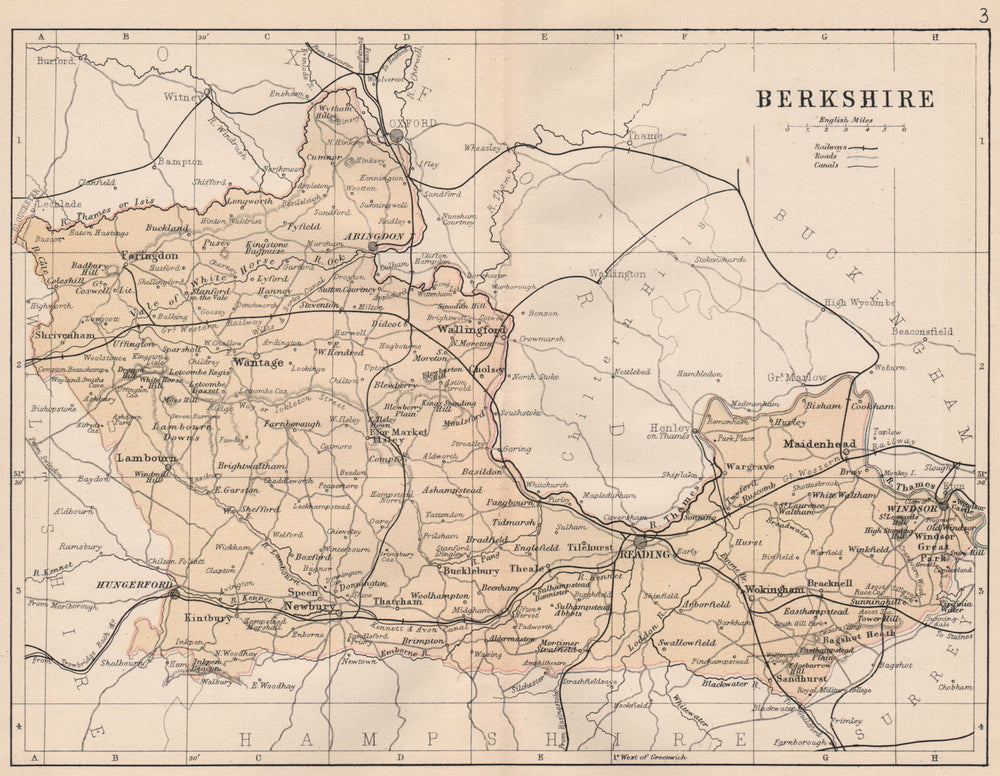 BERKSHIRE. Antique county map. Railways roads canals. PHILIP 1882 old