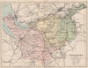 CHESHIRE. Antique county map. Railways roads canals. Constituencies. PHILIP 1882