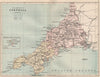 CORNWALL. Antique county map. Railways roads canals. Constituencies. PHILIP 1882