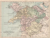 NORTH WALES. Antique map. Counties Railways roads canals. PHILIP 1882 old