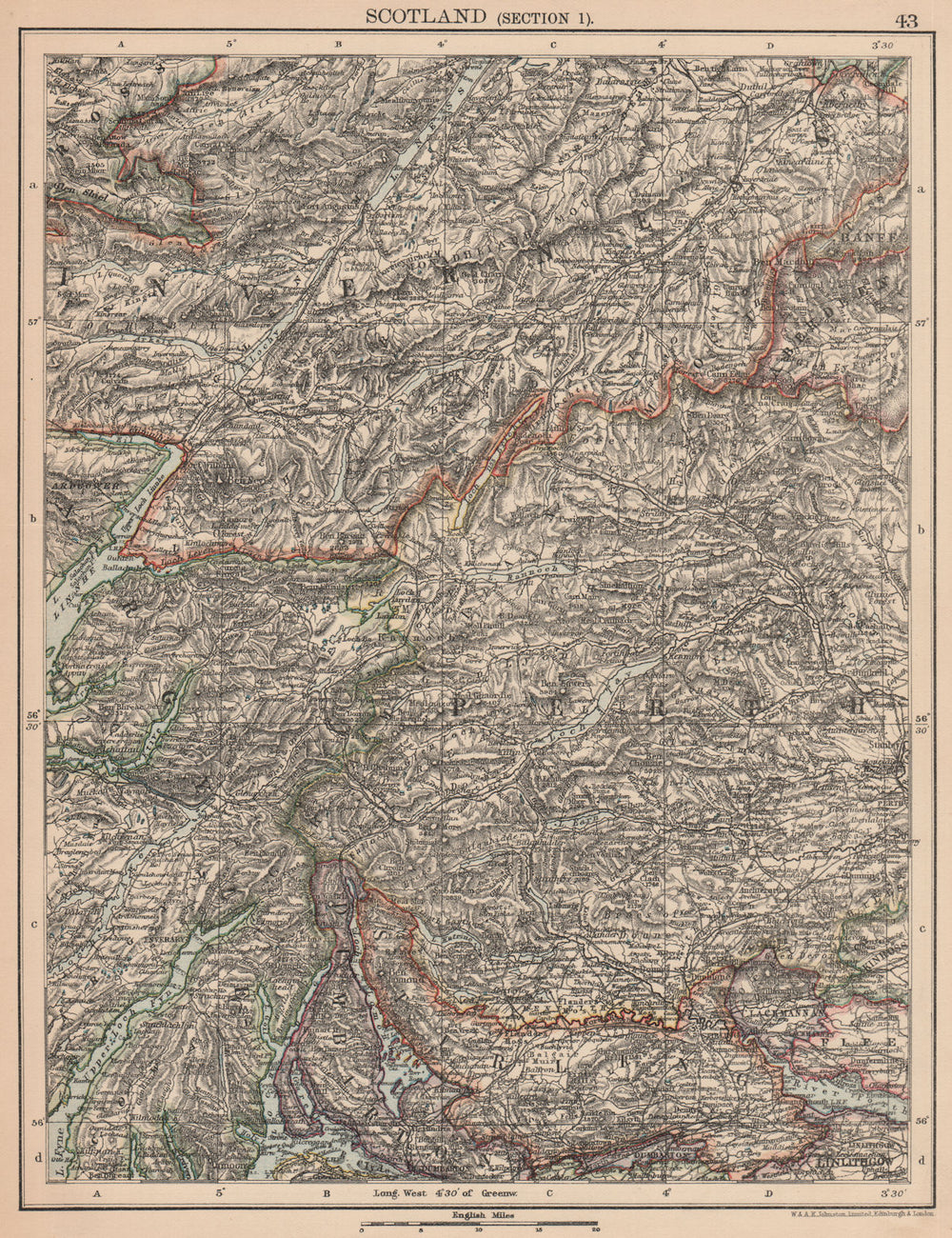 MID SCOTLAND. West Cairngorms Perthshire Invesrness-shire. JOHNSTON 1906 map