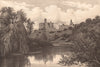WARKWORTH CASTLE, NORTHUMBERLAND 1893 old antique vintage print picture