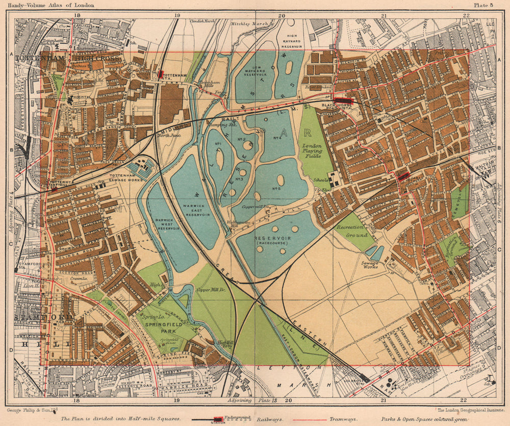 N LONDON. Tottenham High Cross Stamford Hill Walthamstow Lea Bridge 1932 map