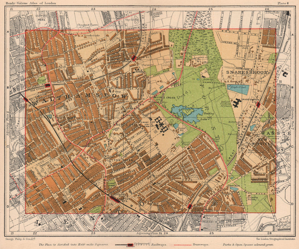 NE LONDON. Walthamstow Snaresbrook Leyton/stone Wanstead Knotts Green 1932 map