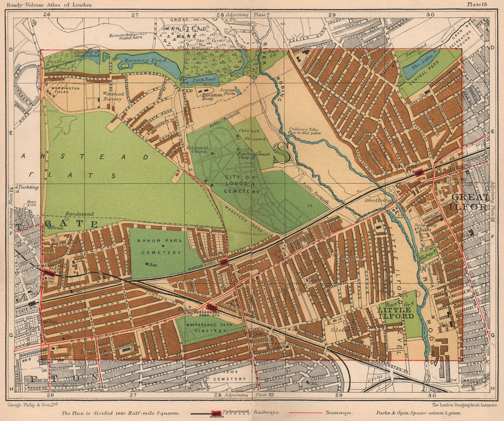 NE LONDON. Ilford Forest Gate Upton Wanstead Flats Woodgrange 1932 old map