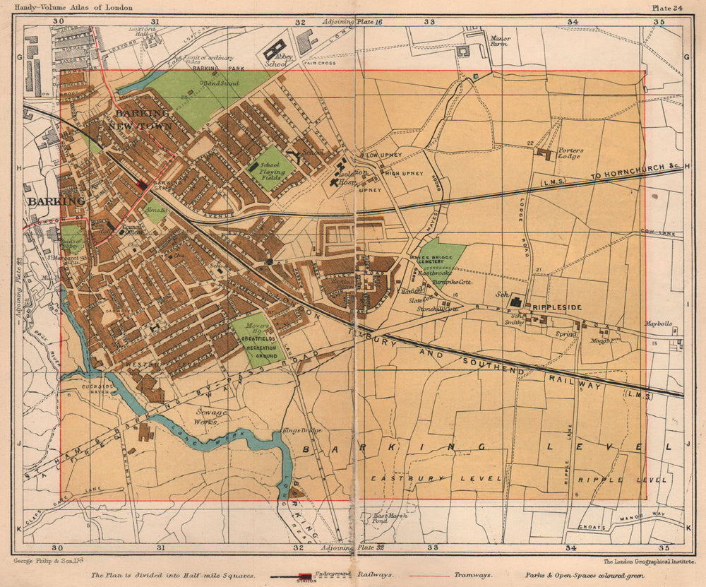 E LONDON. Barking Dagenham Becontree Fair Cross Creekmouth Rippleside 1932 map
