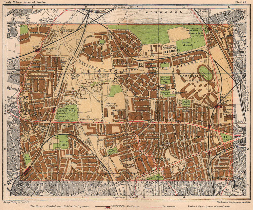 W LONDON Acton White City Shepherd's Bush Starch Green Paddenswick Grn 1932 map