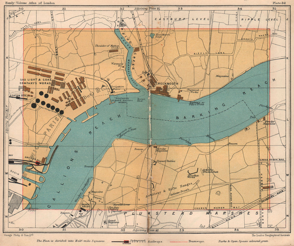 E LONDON. Creekmouth Thamesmead Plumstead Marshes Gallions Reach 1932 old map