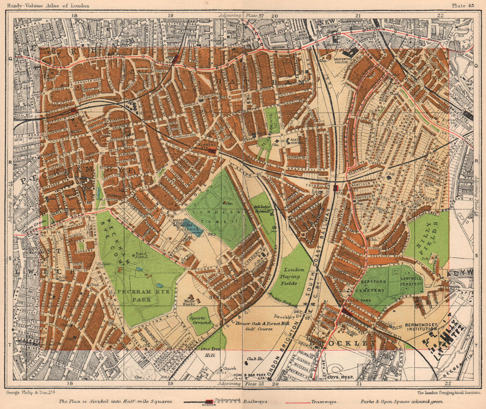 S LONDON. Hatcham Brockley East Dulwich Peckham Rye Nunhead New Cross 1932 map