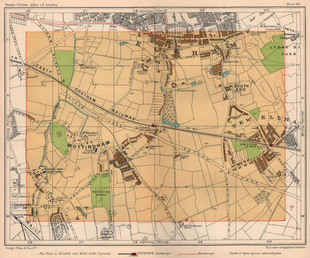 SE LONDON. Mottingham Eltham New Eltham Grove Park Avery Hill 1932 old map