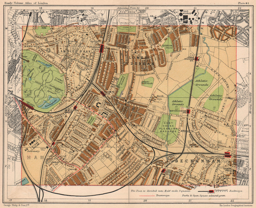 S LONDON. Beckenham Crystal Palace Penge Anerley Sydenham Lawrie Park 1932 map