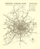 GREATER LONDON. Proposed motorways arterial ring roads M25.ABERCROMBIE 1944 map