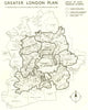 GREATER LONDON PLAN. Areas of main Sewerage schemes. ABERCROMBIE 1944 old map