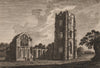 FOUNTAINS ABBEY, Yorkshire. Plate 2. GROSE 1776 old antique print picture