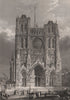 CATHÉDRALE d'AMIENS. Somme 1844 old antique vintage print picture