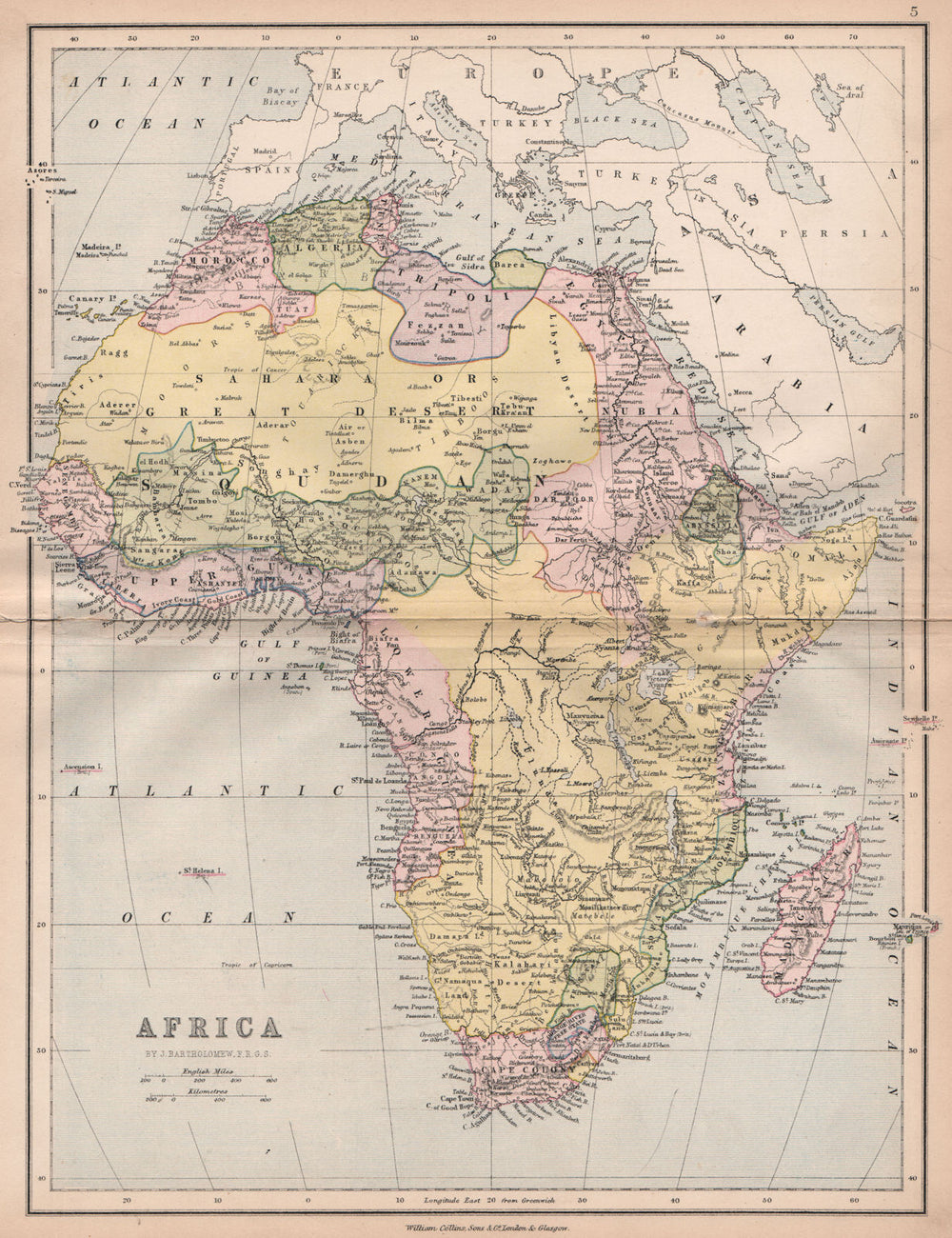 AFRICA. Pre 'Scramble for Africa'. BARTHOLOMEW 1878 old antique map plan chart