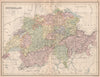 'Switzerland'. Cantons. Railways. BARTHOLOMEW 1878 old antique map plan chart