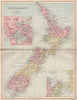 NEW ZEALAND. Showing 1870 provinces. Auckland environs. BARTHOLOMEW 1878 map