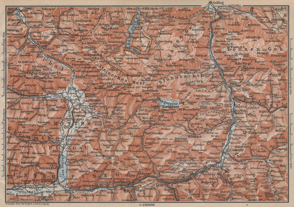 KONIGSSEE & ENVIRONS. Saalfelden Tazenbach Golling Zel-am-See Wagrain 1905 map