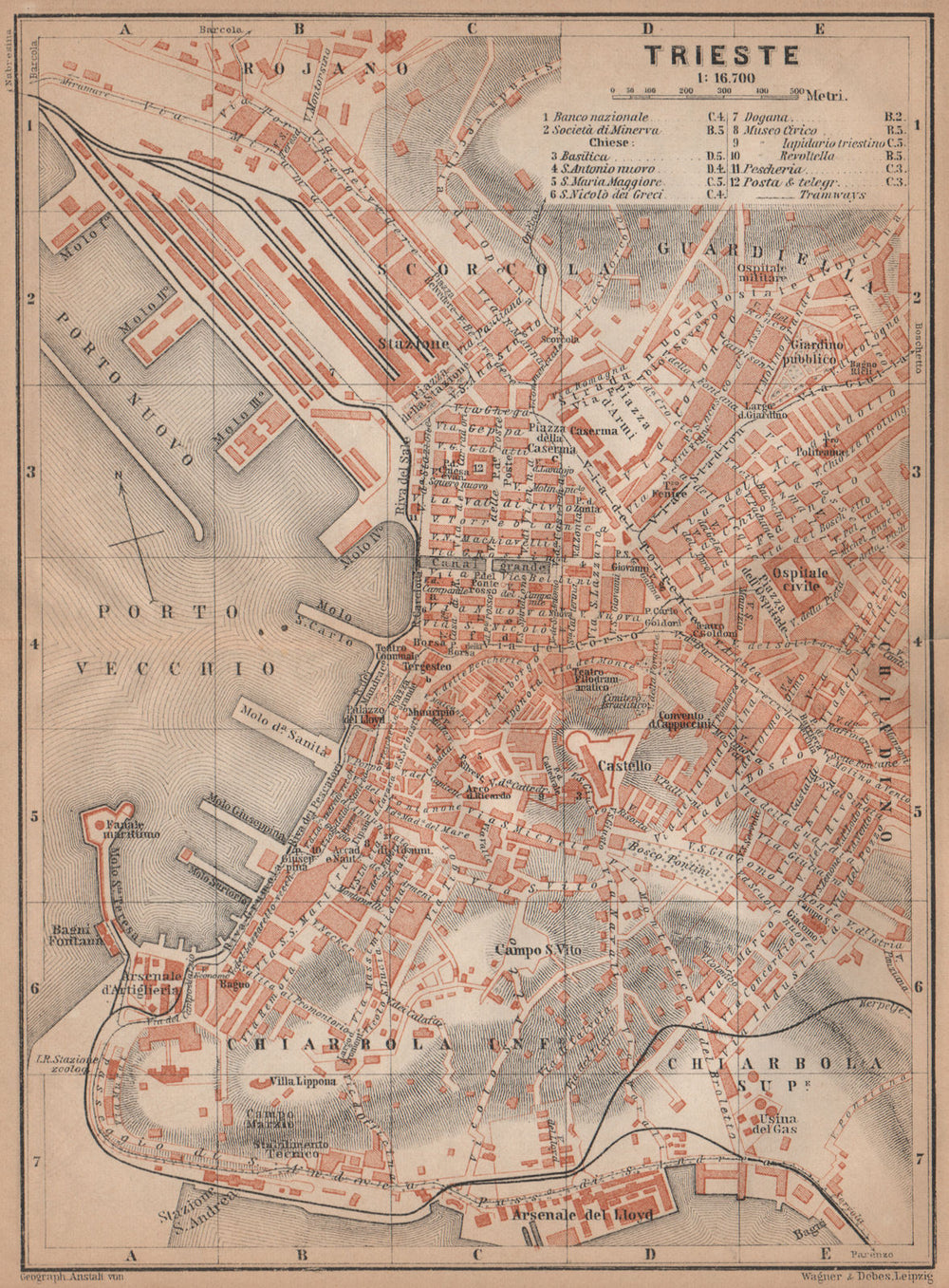 TRIESTE / TRST town city plan piano urbanistico. Italy Italia mappa 1905