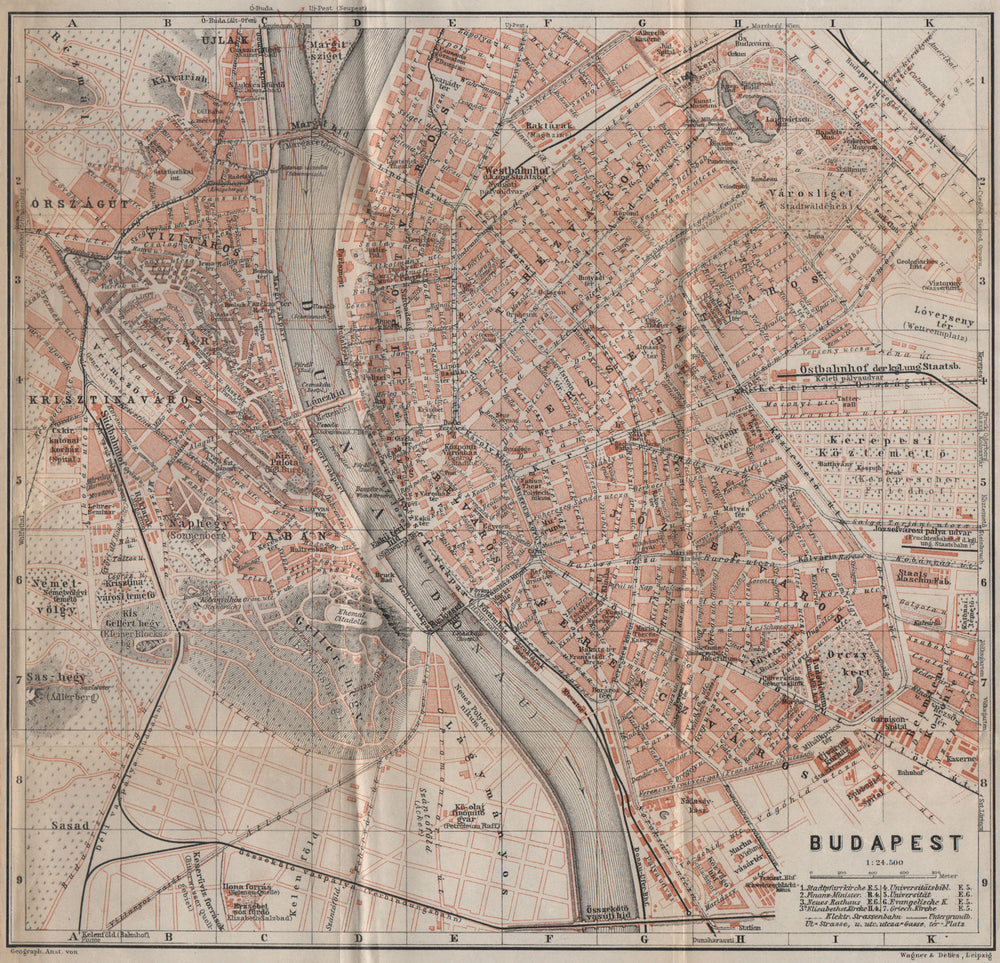 BUDAPEST antique town city plan. Hungary. Magyarorszag terkep 1905 old map