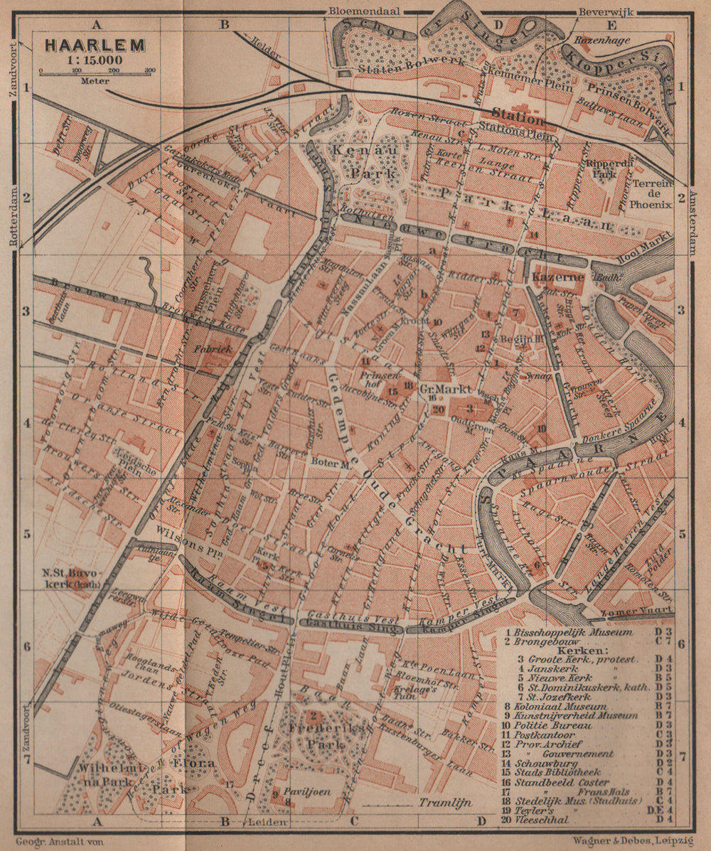 HAARLEM antique town city stadsplan. Harlem. Netherlands kaart 1905 old map