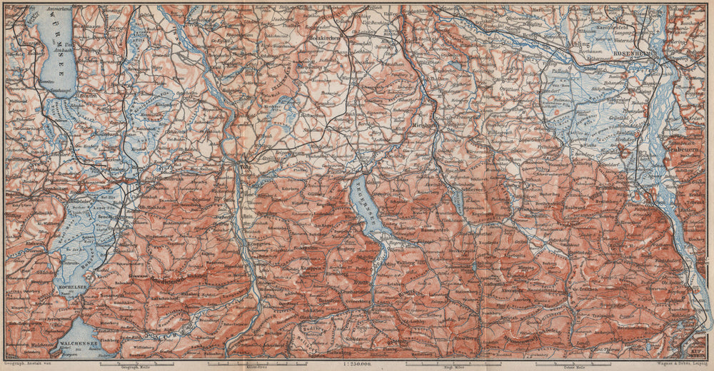 BAYERISCHE ALPEN. Bavarian Alps. Lenggries Spitzingsee Bayrischzell 1899 map