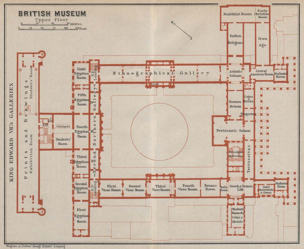 BRITISH MUSEUM FIRST FLOOR floor plan. Bloomsbury, London. BAEDEKER 1930 map