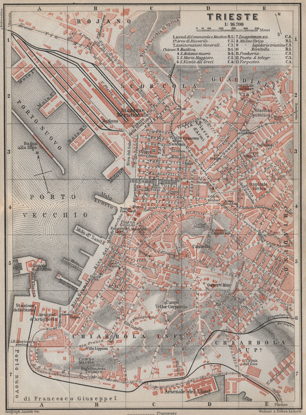 TRIESTE / TRST town city plan piano urbanistico. Italy Italia mappa 1911