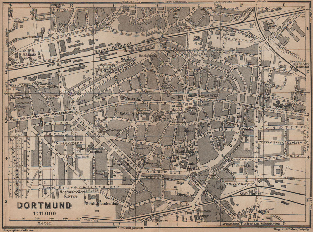 DORTMUND town city stadtplan & Hohensyburg. Northrhine-Westfalia karte 1900 map