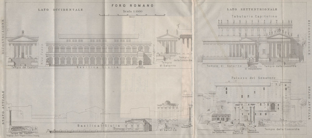 FORUM ROMANUM. S & W sides. Former & present condition. Rome mappa 1909