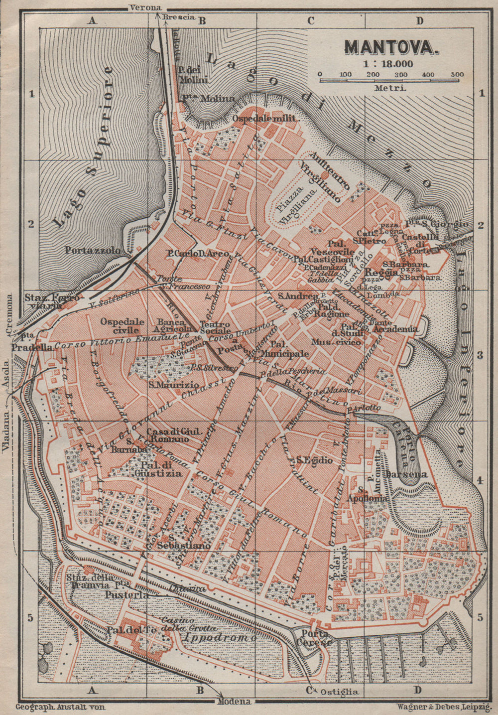 MANTOVA (MANTUA) antique town city plan piano urbanistico. Italy mappa 1909